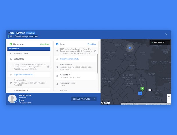 Detailed order tracking progress on a map