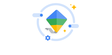 Colourful kite icon with settings, toggle icons and sparkling stars around it