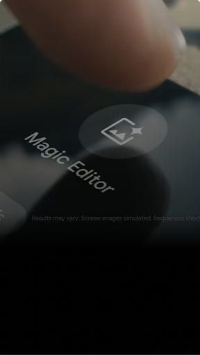A finger pressing the Magic Editor icon.