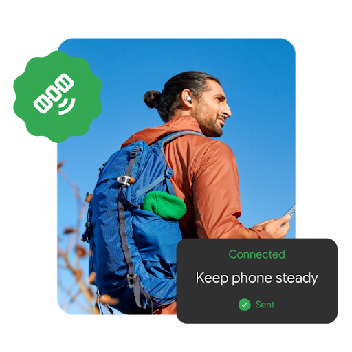If you're somewhere without mobile data or Wi-Fi, Pixel can connect to emergency services via satellite to get help and share your location with contacts.