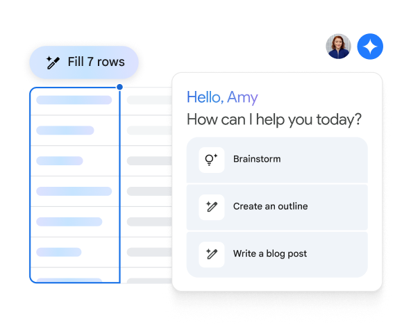 Gemini prompt offers to help brainstorm, create an outline and more