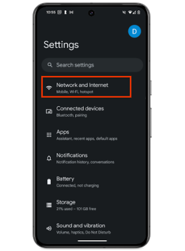 Settings on Android