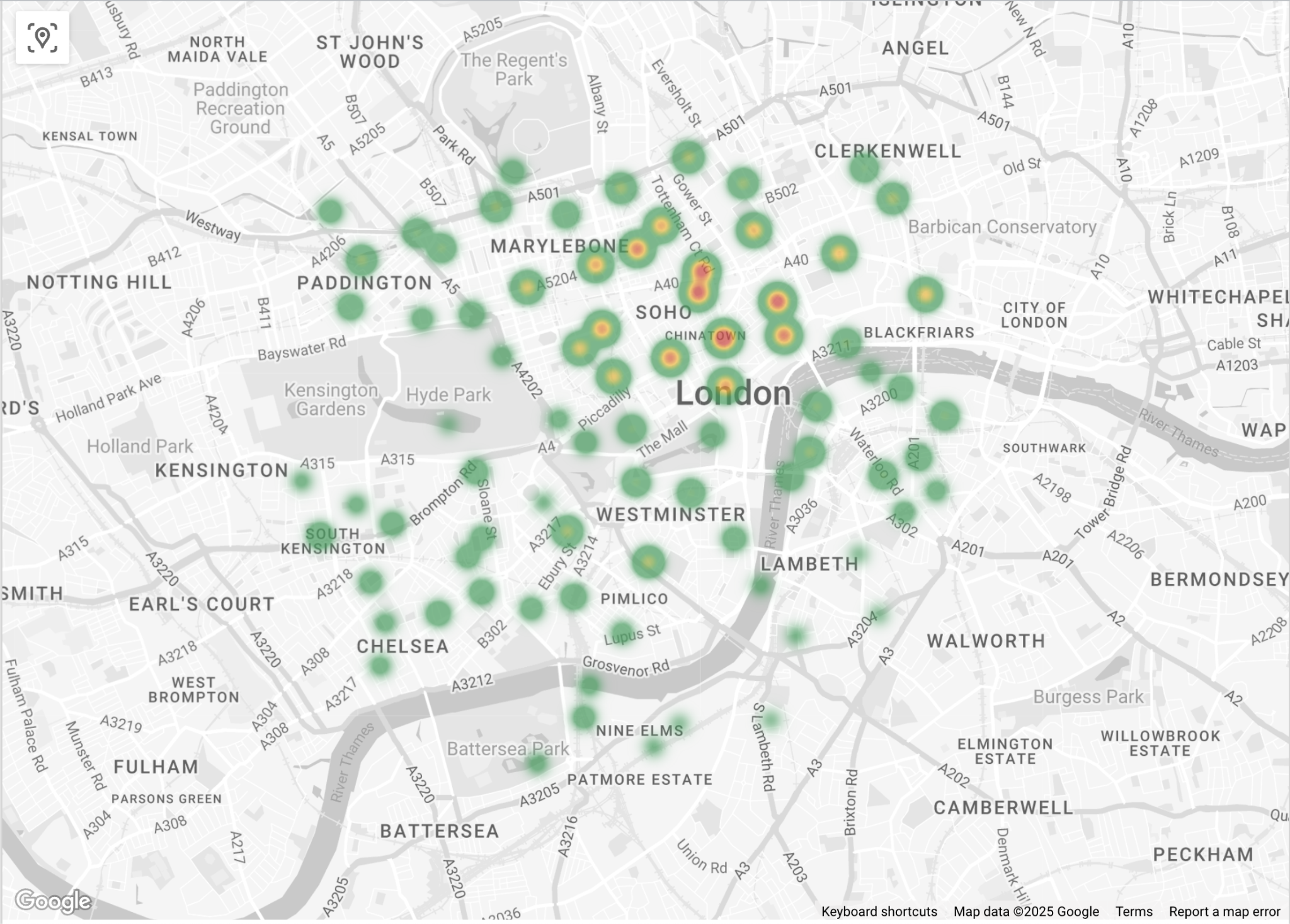Coffee shop heat map