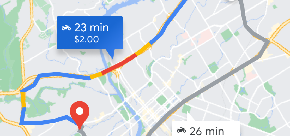 2D street map showing route details