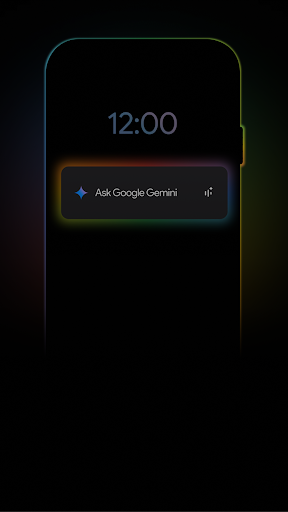 An ambient, glowing light outlines a phone, showing an example of a Gemini notification.