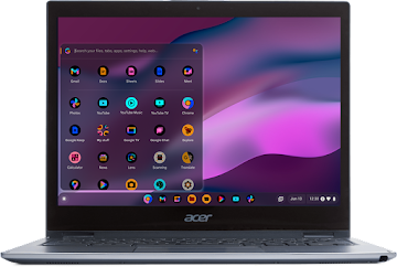 Toggling the high contrast displays the same Chromebook with inverted colours.